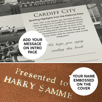 Cardiff City Personalised Football Gift Bluebirds Newspaper History Book, 11 of 12