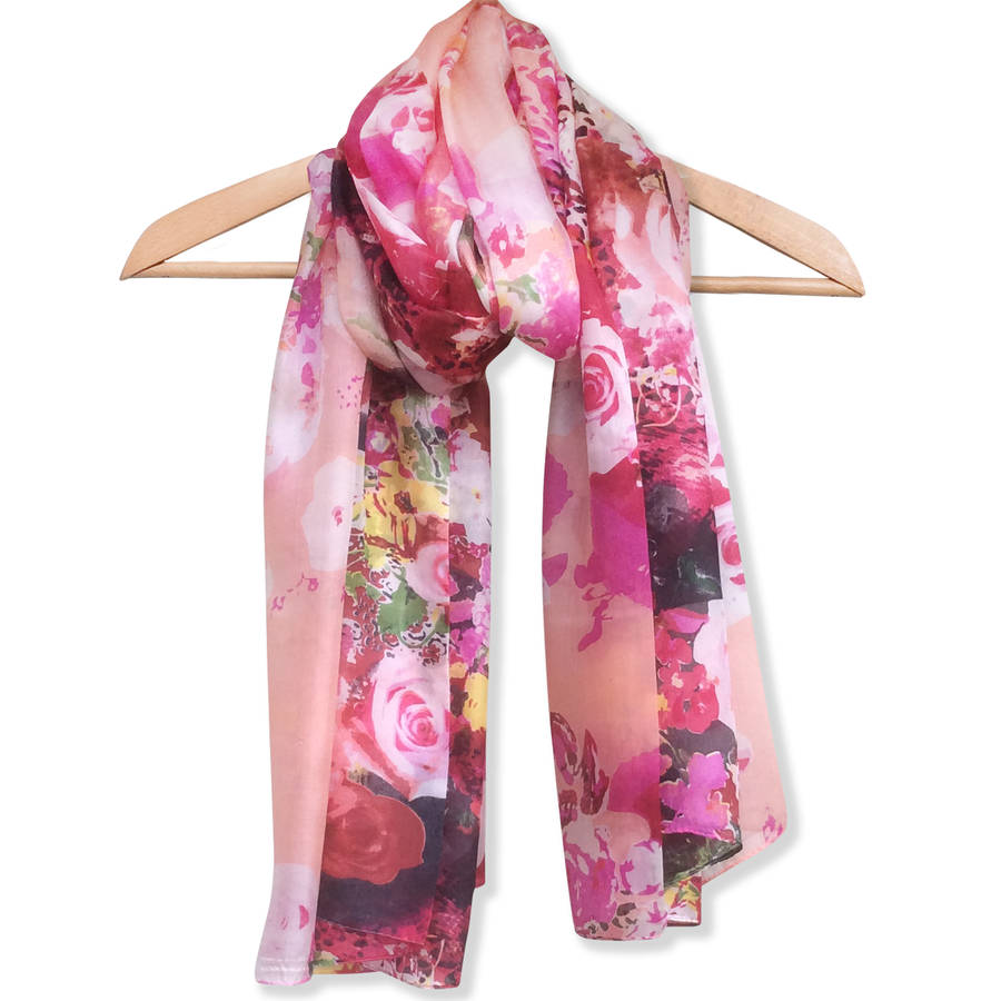 Large 'Pink Rose' Pure Silk Scarf, 1 of 3