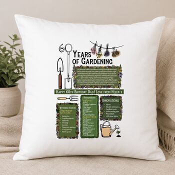 'A Lifetime Of Gardening' Personalised Cushion Gift For Gardeners, 2 of 8
