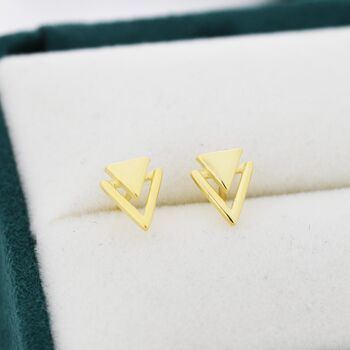 Sterling Silver Double Triangle Stud Earrings, 5 of 12