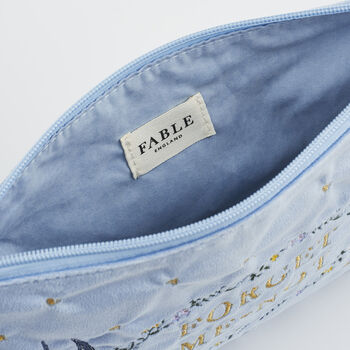 Forget Me Not Blue Velvet Embroidered Pouch, 6 of 7