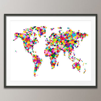 Love Hearts Map Of The World Art Print, 4 of 5