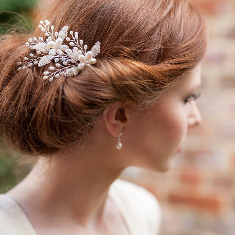 'holly' Crystal And Pearl Wedding Hair Pins By Vivien J