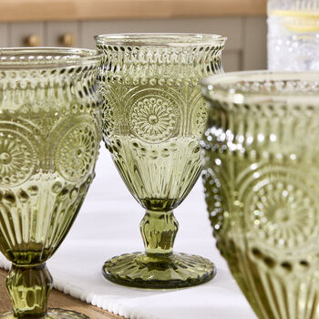 Set Of Four Palmas Green Wine Goblets, 3 of 5
