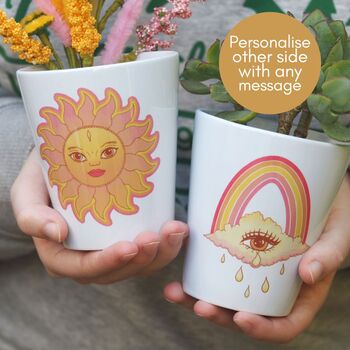 Personalised Sun, Rainbow Cloud Or Moon Plant Pot, 2 of 4