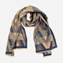 Denim Blue Geometric Pattern Supersoft Winter Scarf, thumbnail 1 of 2