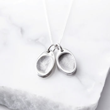 Silver Tiny Oval Fingerprint Necklace, 2 of 10