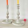 Pair Of Antique Hand Painted Candlesticks ~ 20, thumbnail 2 of 6