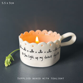 East Of India Handled Scallop Tea Light Holder You Light Up, 3 of 4
