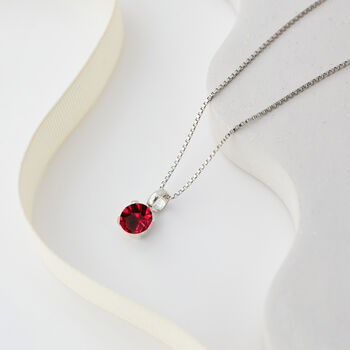 Ruby Red Swarovski Crystal Single Stone Necklace, 2 of 3