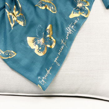 Personalised Message Metallic Gold Butterfly Scarf, 3 of 8