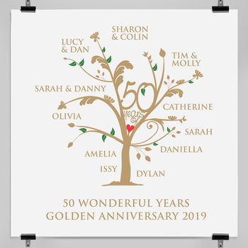 Personalised Golden Anniversary Family Tree Print, 11 of 12