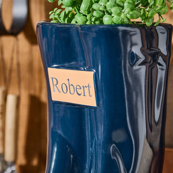 Personalised Autumn Blue Welly Boots Planter, 3 of 8