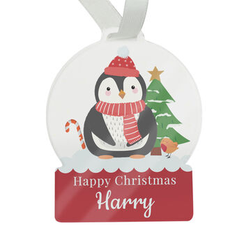 Personalised Penguin Acrylic Snowglobe Hanging Decoration Gift Boxed, 6 of 6