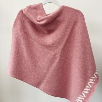 Lambswool Knitted Poncho Calamine Pink And White, 4 of 4