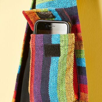 Handmade Bohemian Rainbow Stripe Shoulder Bag, 3 of 6