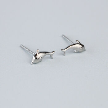 Sterling Silver Dolphin Stud Earrings, 4 of 7