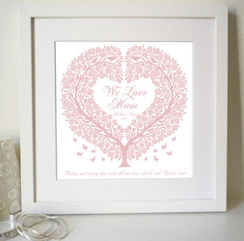 Personalised Mums Rose Tree Heart Print, 5 of 6