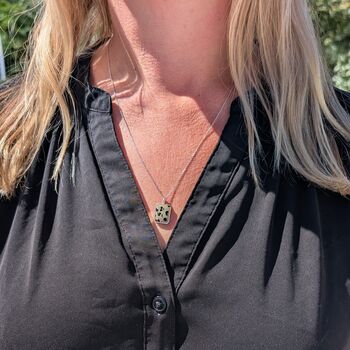 The Rectangle Dalmatian Jasper Necklace, Silver, 4 of 9