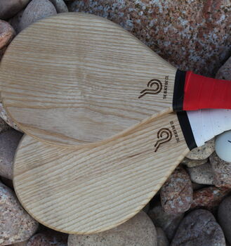 'The Ouen' Personalised Handmade Wooden Beach Bat Set, 8 of 9
