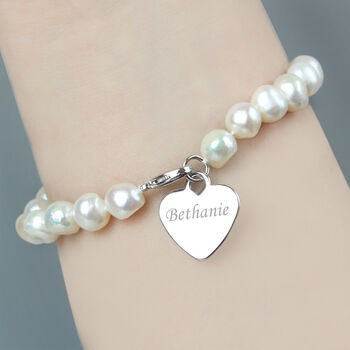 Personalised White Freshwater Pearl Bracelet, 2 of 2