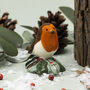 Ceramic Robin And Holly Branch Charm With Gift Box, thumbnail 1 of 4