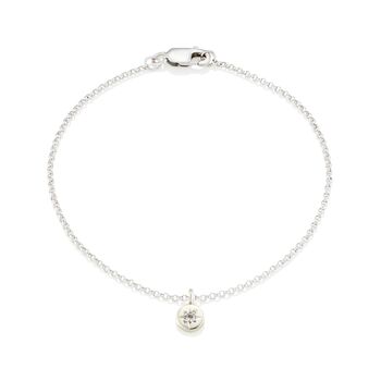 Fine Solid White Gold Sapphire Circle Bracelet, 2 of 4