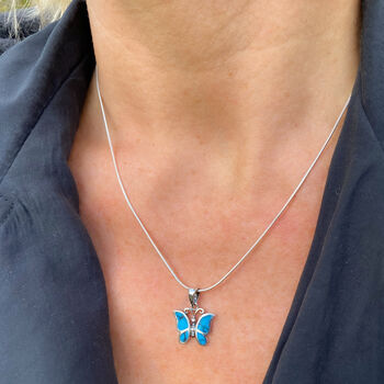 Butterfly Turquoise Silver Necklace, 3 of 10