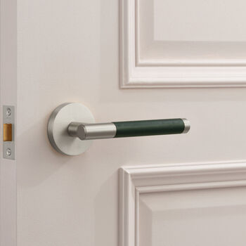 Solid Brass Lever Door Handles With Leather, 11 of 12