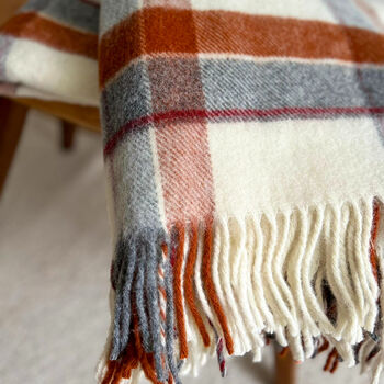 Pure Wool Blanket – Rust/ Grey, 5 of 5
