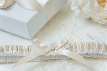 Satin Bridal Wedding Garter With Swarovski Crystal, 3 of 5