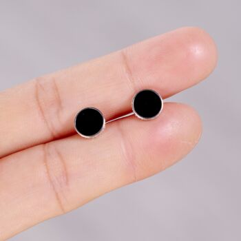 Black Onyx Greek Mythology Unisex Stud Earrings, 3 of 11