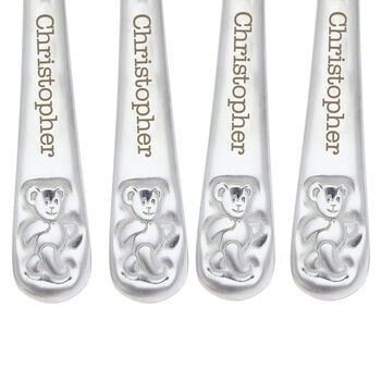 Personalised Teddy Four Piece Embossed Cutlery Set, 7 of 8