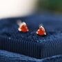 Genuine Carnelian Crystal Heart Stud Earrings, thumbnail 1 of 11