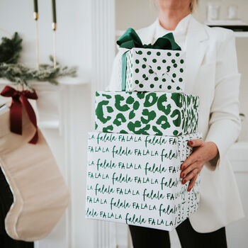 Christmas Green Leopard Print Luxury Wrapping Paper, 3 of 6