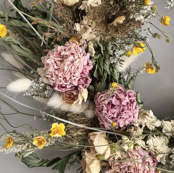 Wild Meadow Pink And Yellow Dried Flower Wreath, 4 of 9