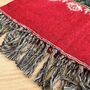 Handwoven Red Boho Recycled Cotton Throw Blanket, thumbnail 9 of 9