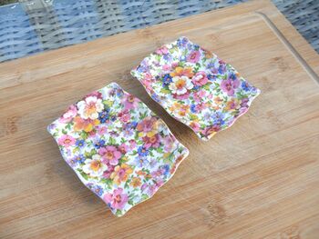 Set Of Two Handmade Soap Dishes In Olde England Chintz Design, 7 of 7