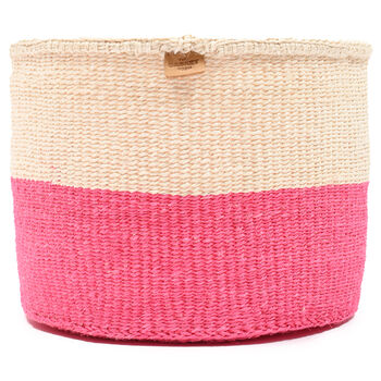 Hoji: Hot Pink Colour Block Woven Basket, 5 of 9