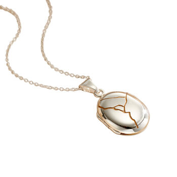 Kintsugi Oval Locket Necklace, 4 of 5
