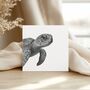 Turtle Sealife Hand Drawn Greeting Card, thumbnail 1 of 6