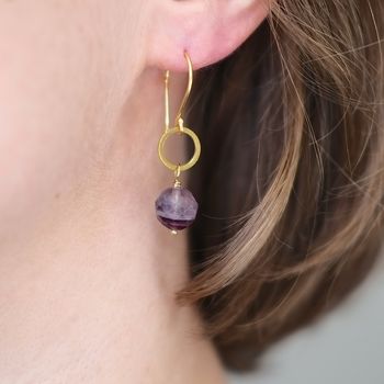 Gold Plated Circle And Gemstone Earrings, 6 of 12