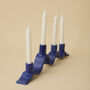 Handmade Blue Wavy Ceramic Candelabra For Four Candles, thumbnail 4 of 9