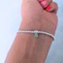 Sterling Silver August Birthstone Beaded Stretch Bracelet, thumbnail 1 of 6