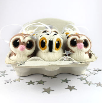 Felted Owl Christmas Decoration Snowy Owl Or Barn Owl, 6 of 10