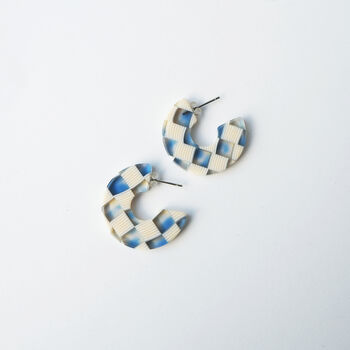Ocean Checker Hoop Earrings, 3 of 6