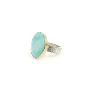Turquoise Gemstone Ring Set In 9ct Gold And Silver, 6 of 6