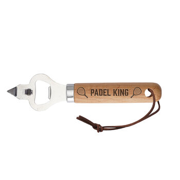 Wooden Bottle Opener ''Padel King' | Perfect Gift | Novelty | Barware | Padel | Racket Sport, 2 of 2