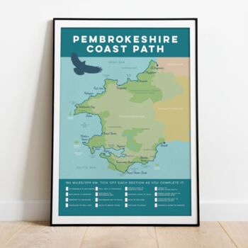 Pembrokeshire Coast Path Map Print And Tick List, 5 of 7