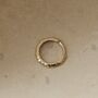 9k Solid Gold Hammered Huggie Hoop Earring, thumbnail 1 of 3